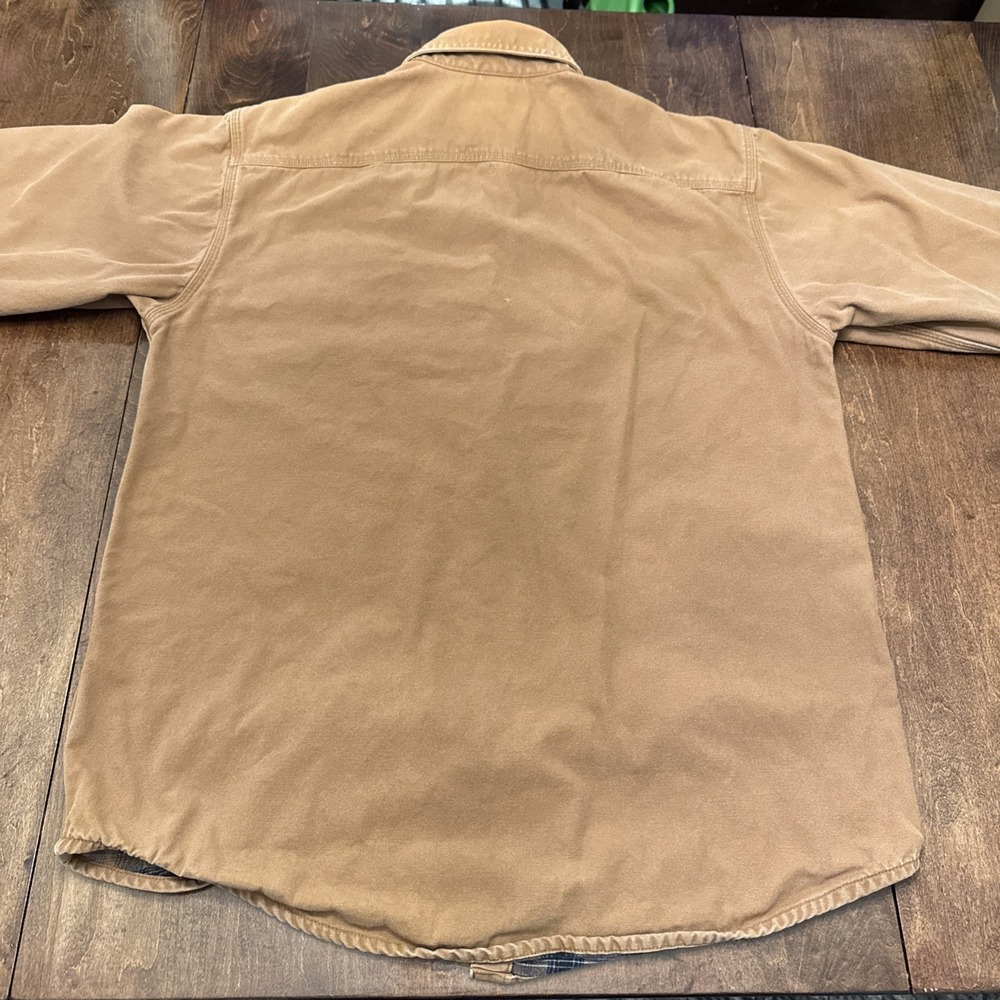 Carhartt Flannel Lined Duck Canvas Shirt Jacket Mens M Brown Snap S296brn - Picture 15 of 15